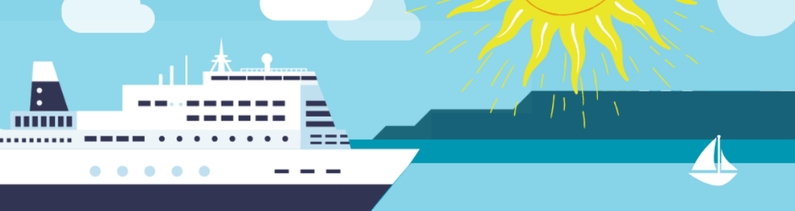 Ferry sailing on a sunny sea